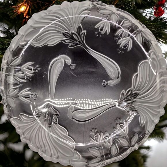 Vintage Waltherglas Mikasa Satin Frosted Glass Platter – Peacocks - Round - Picture 1 of 9